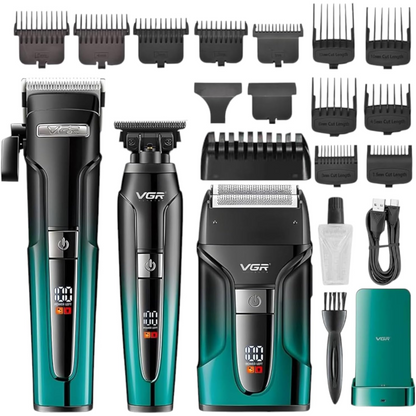 Combo Clipper Trimmer y Shaver Profesional VGR V-694 Verde