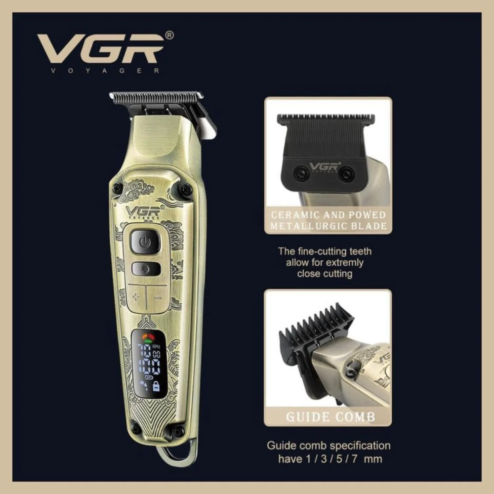 Set Barbería CortaPelo Trimmer Afeitadora 3 En 1 VGR642 Dorado