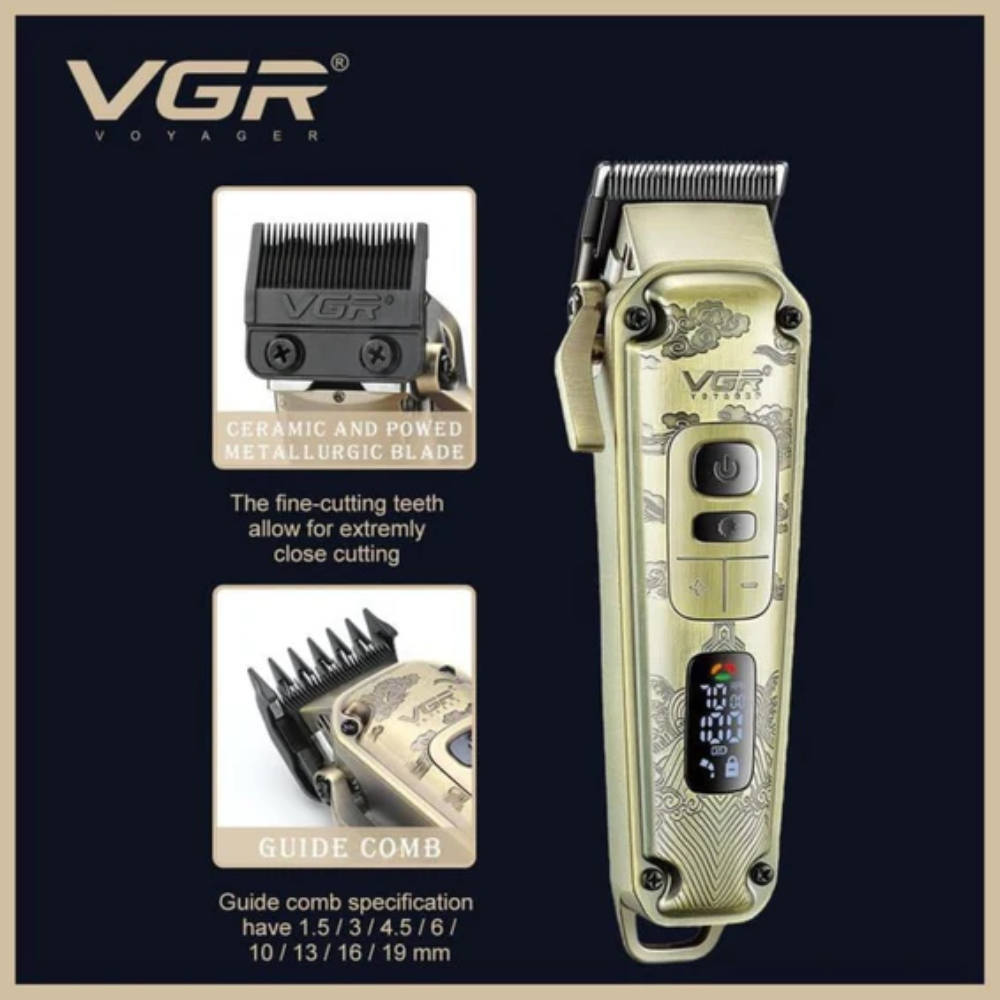 Set Barbería CortaPelo Trimmer Afeitadora 3 En 1 VGR642 Dorado