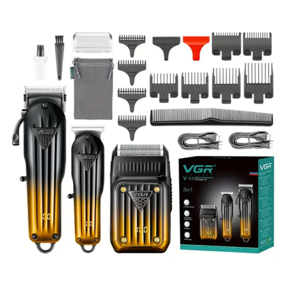 Barber Combo VGR Profesional V644 Clipper + Trimmer + Shaver