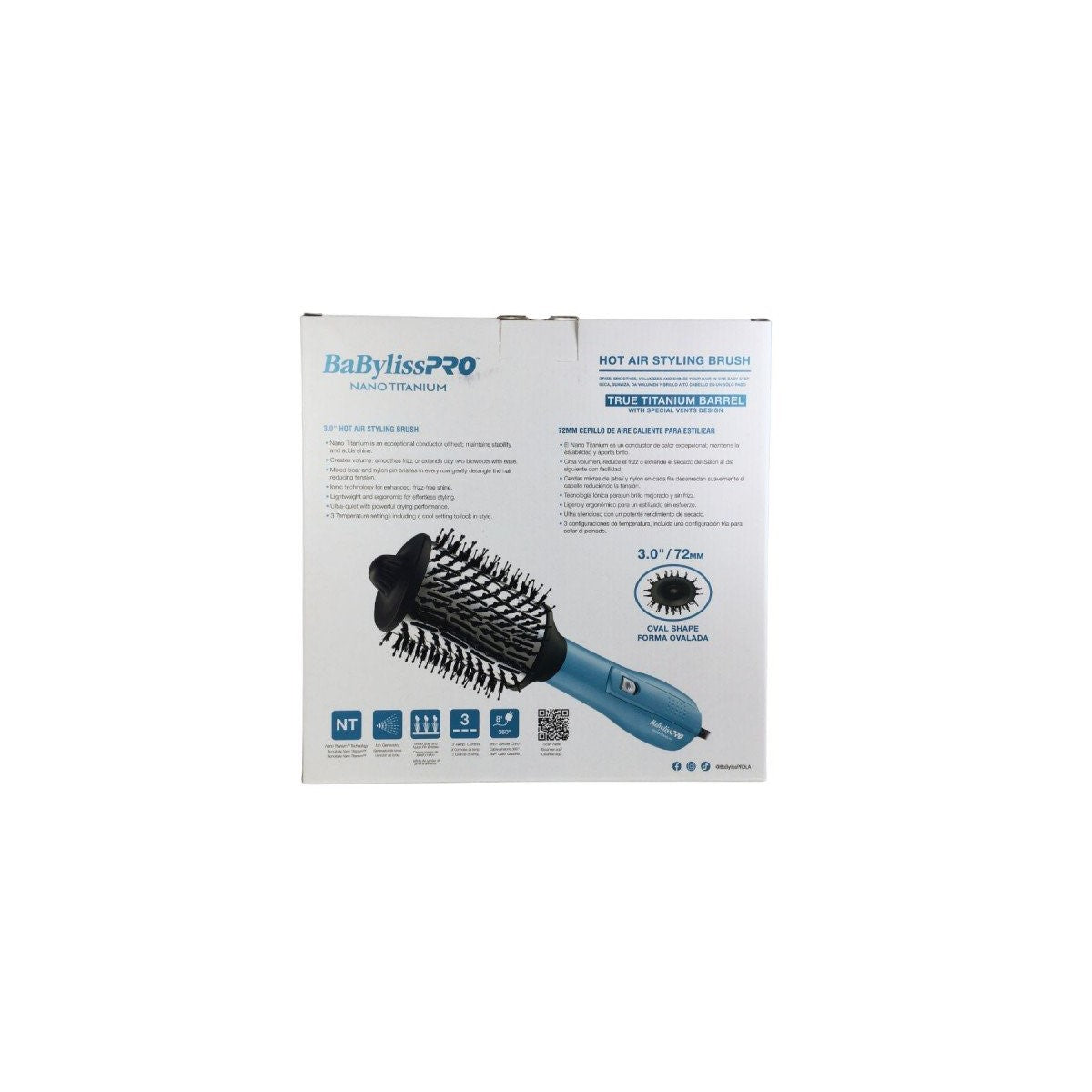 Cepillo Térmico Secador Babyliss Pro Nano Titanium 72mm
